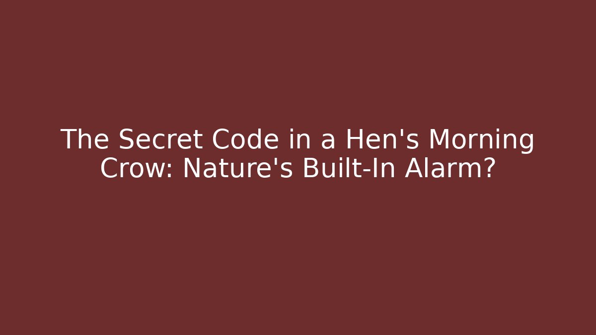 The Secret Code in a Hen’s Morning Crow: Nature’s Built-In Alarm?