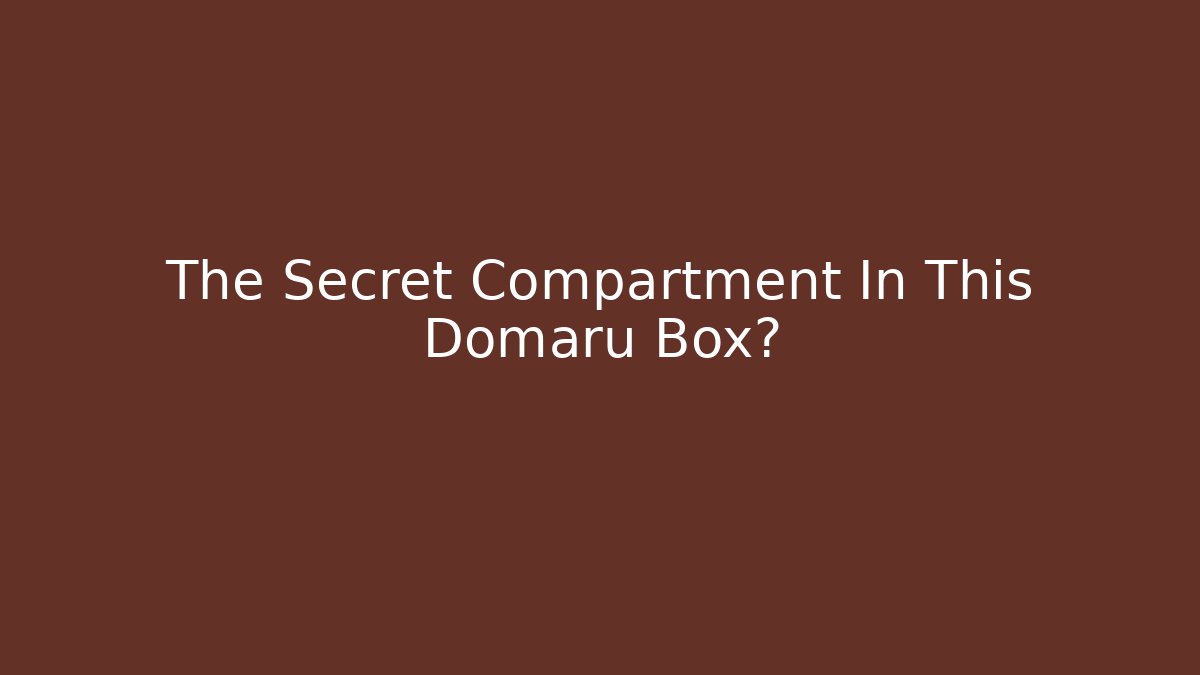 The Secret Compartment In This Domaru Box?
