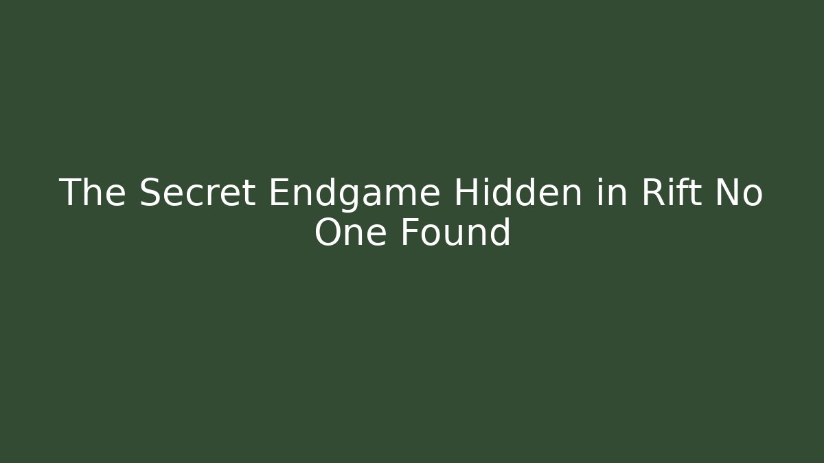 The Secret Endgame Hidden in Rift No One Found - Critter Realm