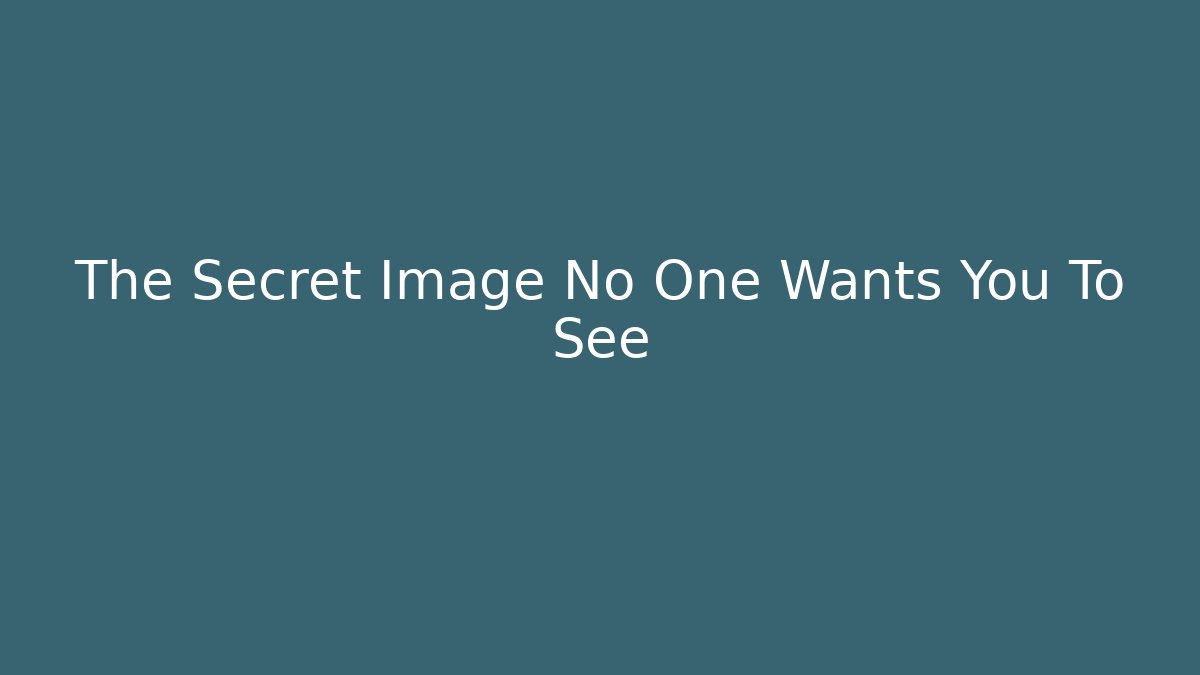 The Secret Image No One Wants You To See