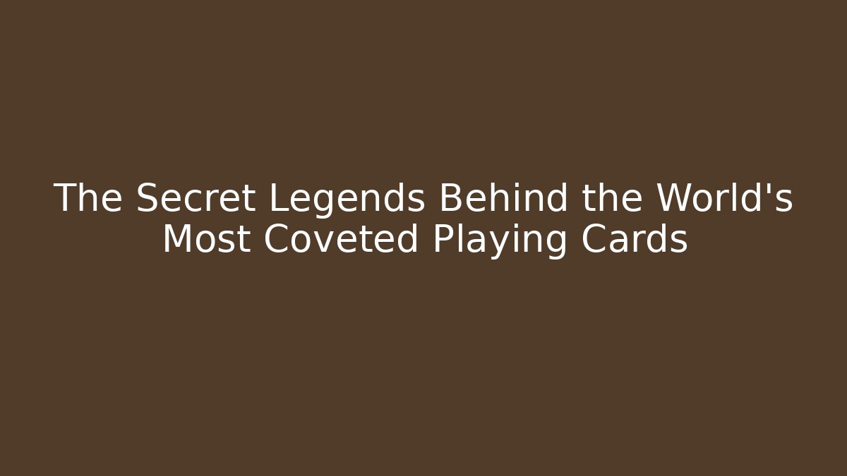 The Secret Legends Behind the World's Most Coveted Playing Cards