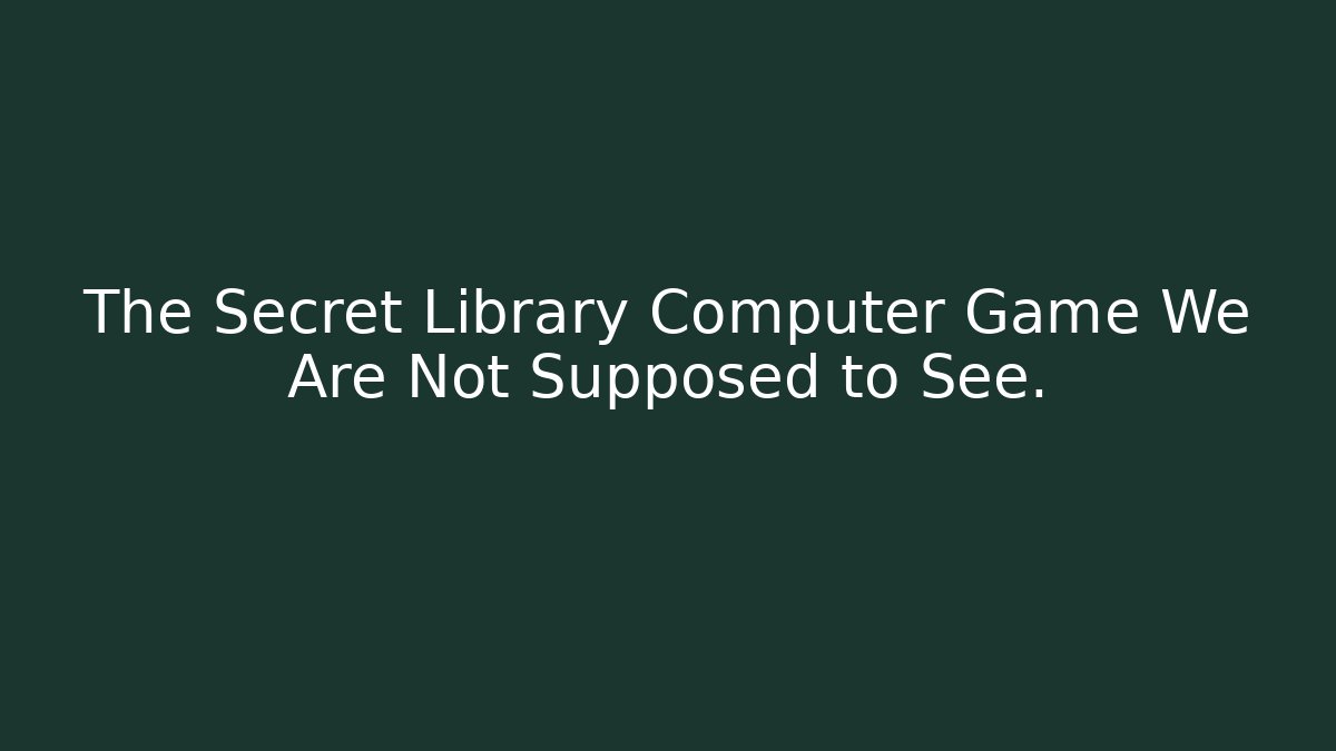 The Secret Library Computer Game We Are Not Supposed to See.