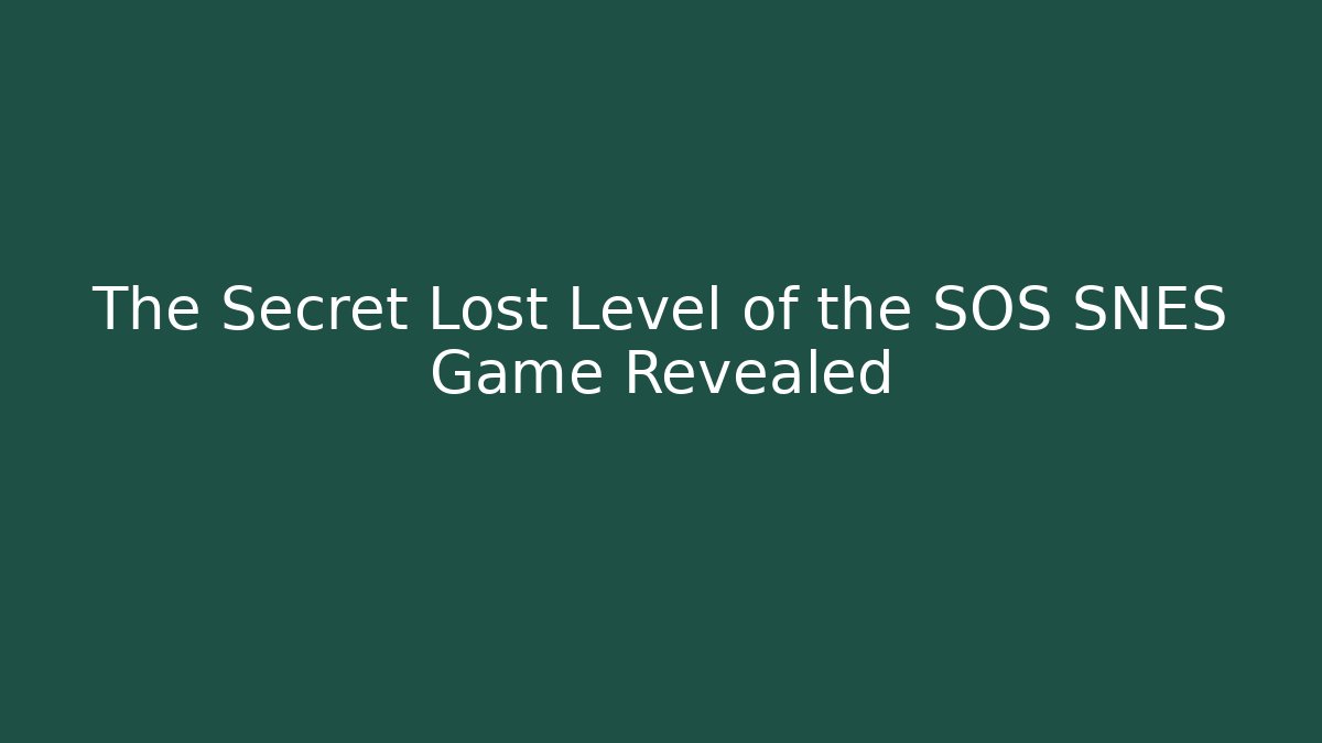 The Secret Lost Level of the SOS SNES Game Revealed