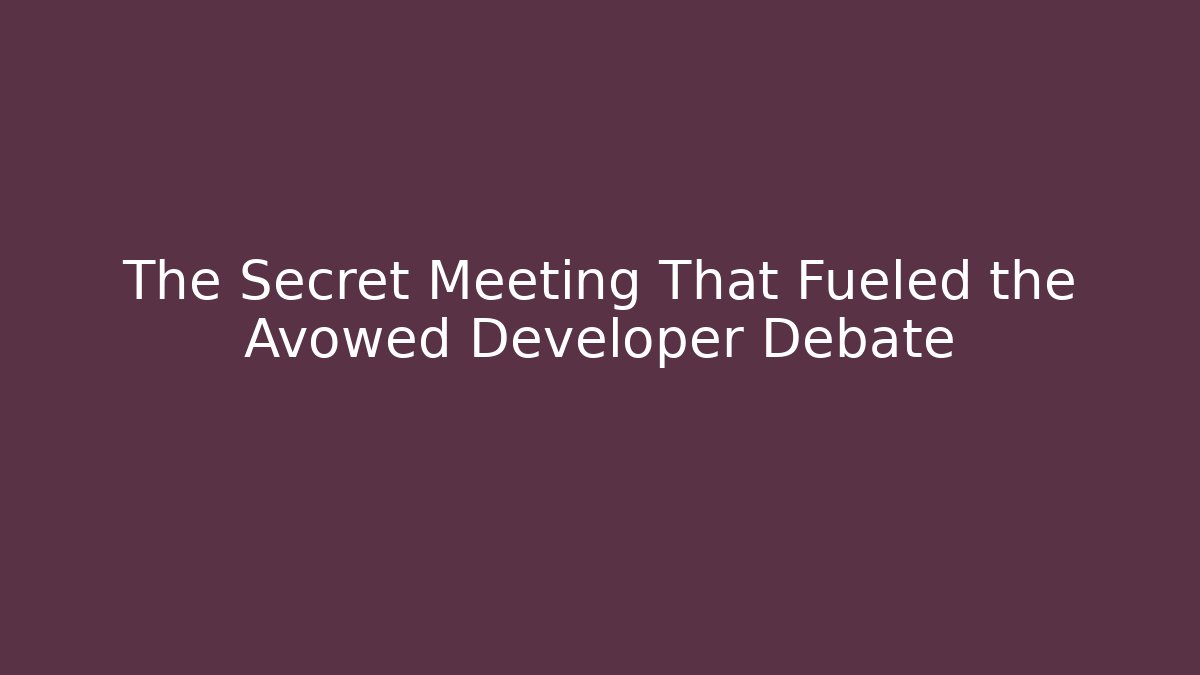 The Secret Meeting That Fueled the Avowed Developer Debate