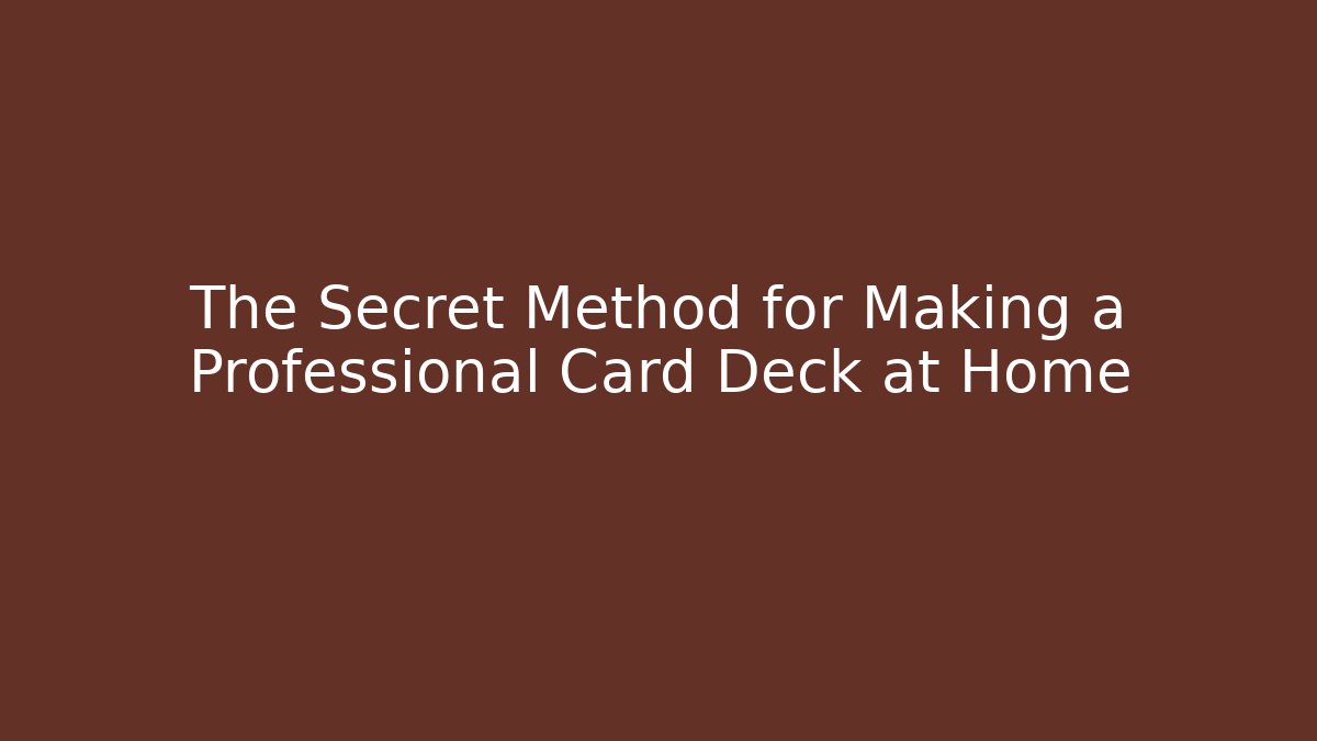 The Secret Method for Making a Professional Card Deck at Home