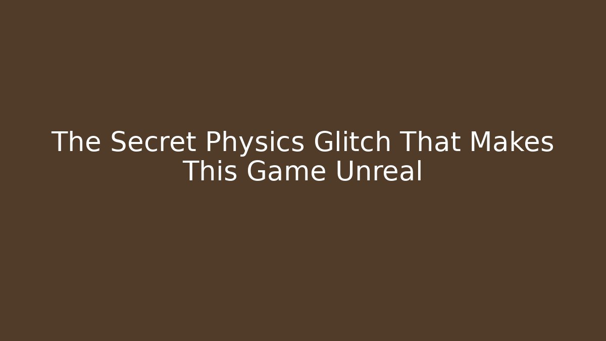 The Secret Physics Glitch That Makes This Game Unreal
