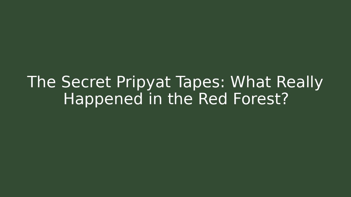 The Secret Pripyat Tapes: What Really Happened in the Red Forest?