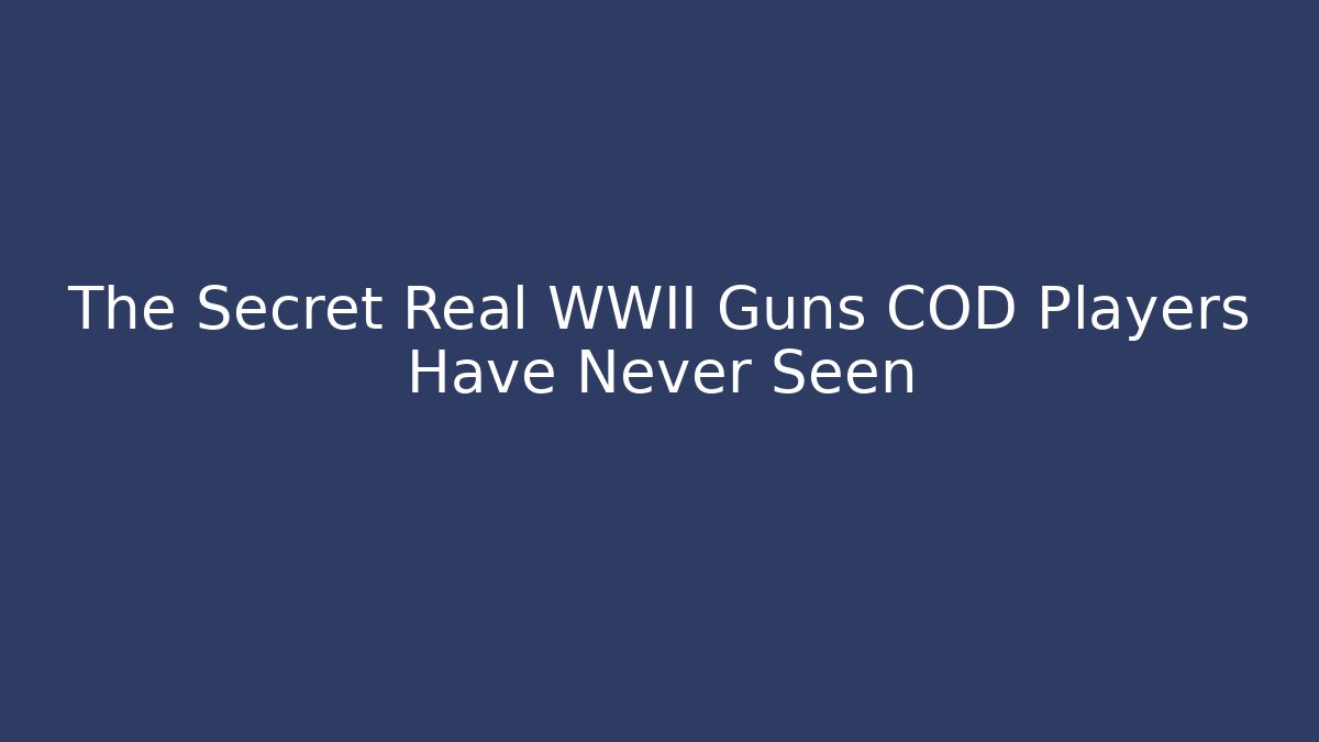 The Secret Real WWII Guns COD Players Have Never Seen