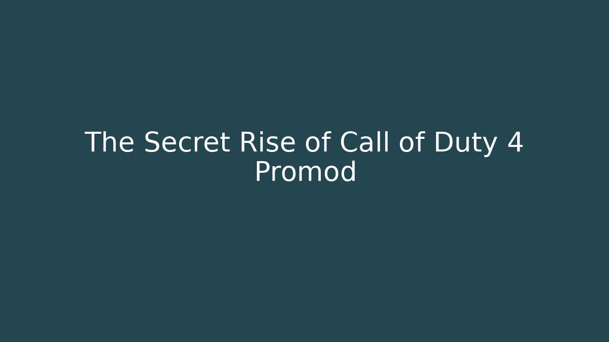 The Secret Rise of Call of Duty 4 Promod