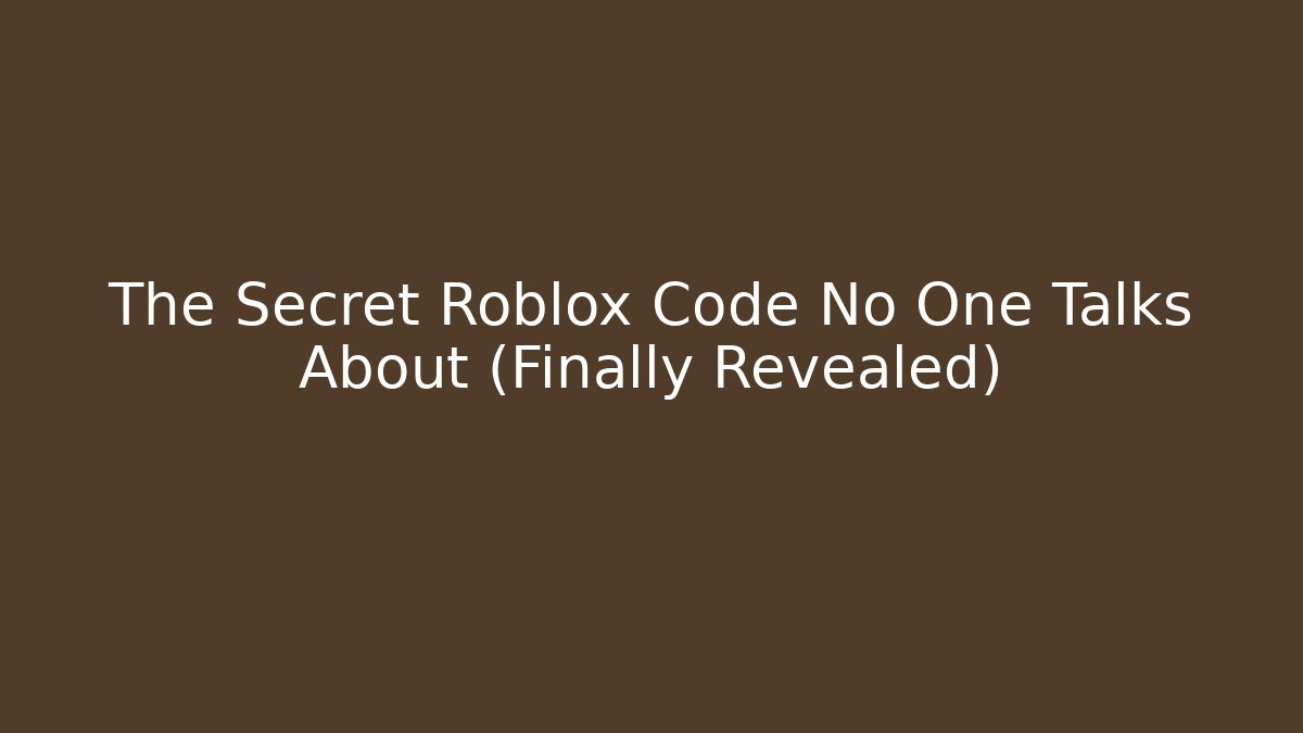 The Secret Roblox Code No One Talks About (Finally Revealed) - Critter Realm