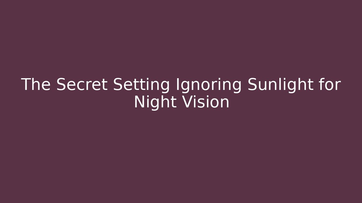 The Secret Setting Ignoring Sunlight for Night Vision