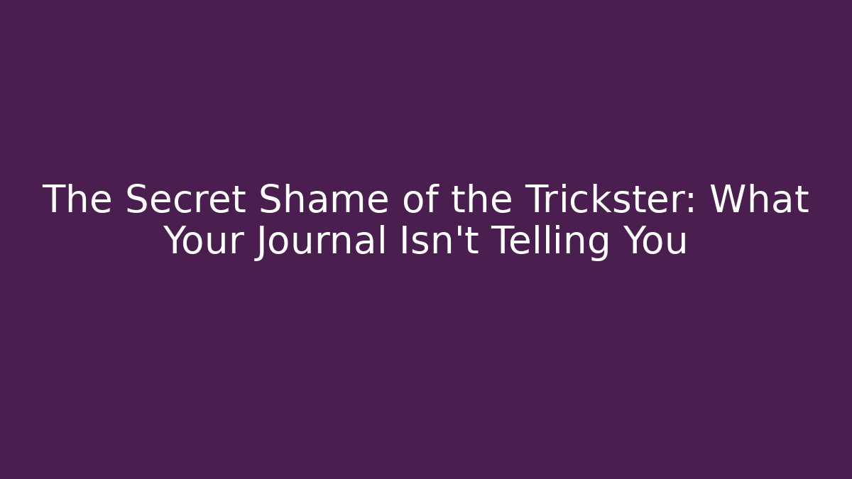 The Secret Shame of the Trickster: What Your Journal Isn't Telling You