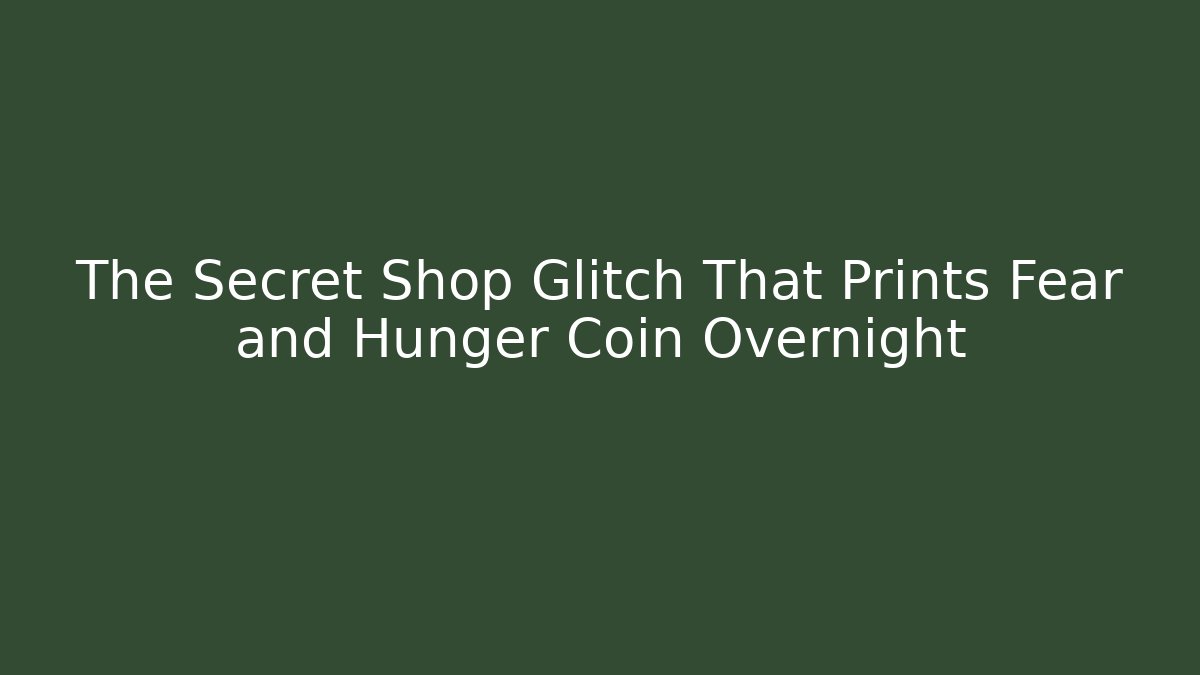 The Secret Shop Glitch That Prints Fear and Hunger Coin Overnight