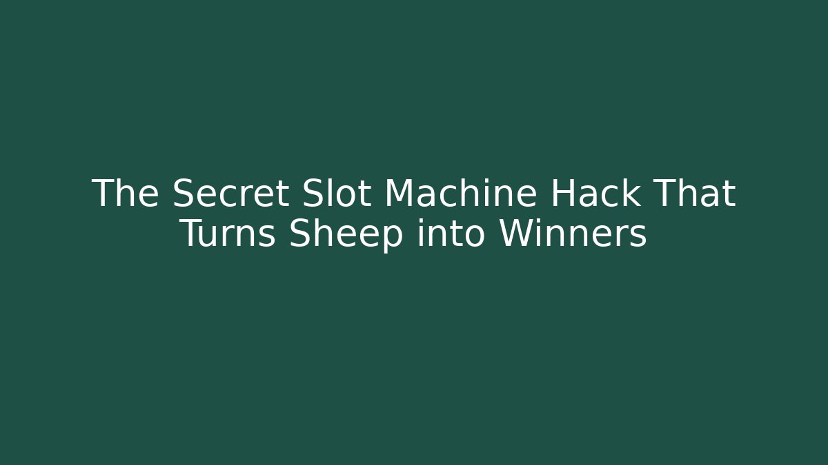 The Secret Slot Machine Hack That Turns Sheep into Winners