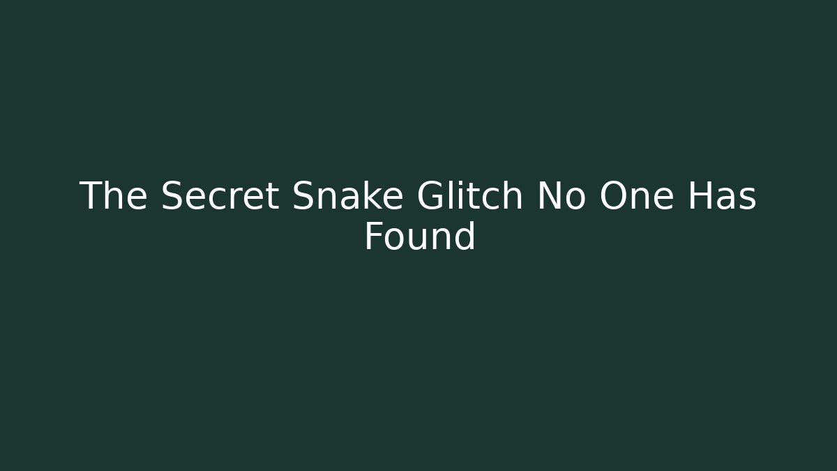 The Secret Snake Glitch No One Has Found - Critter Realm