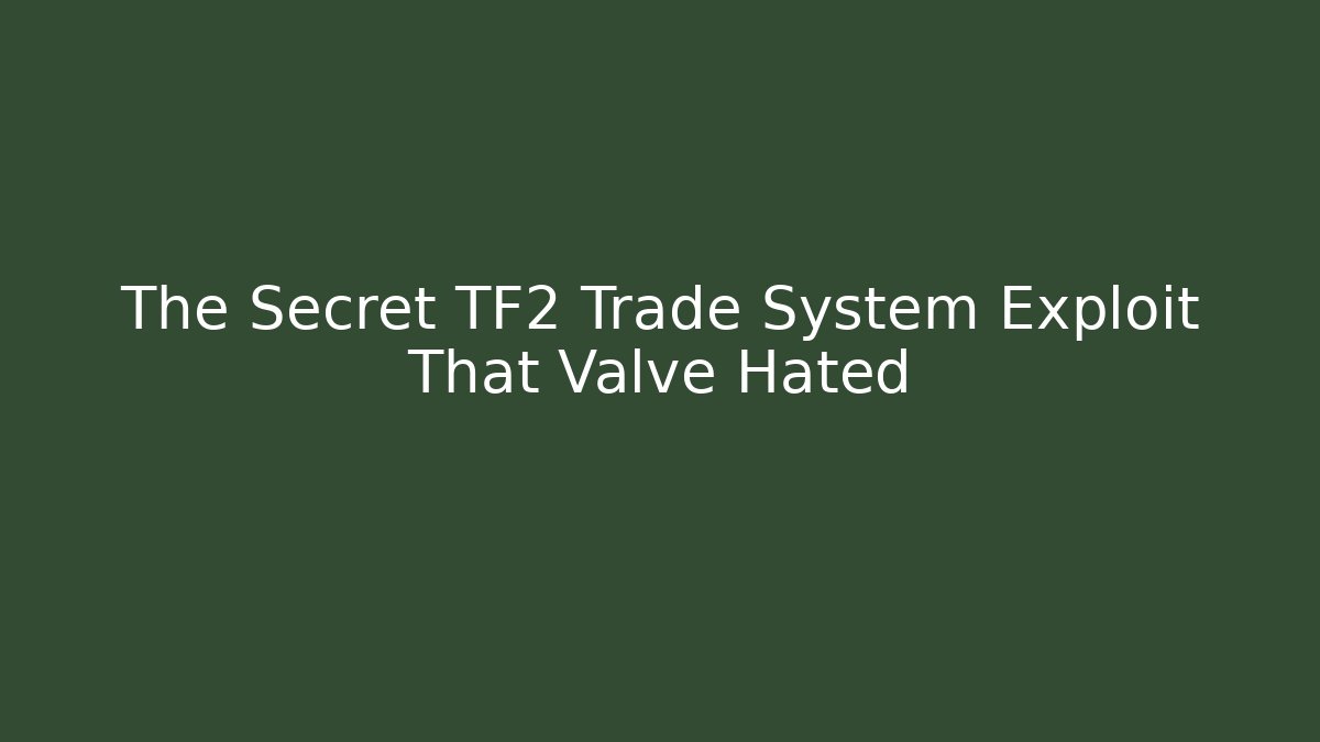 The Secret TF2 Trade System Exploit That Valve Hated