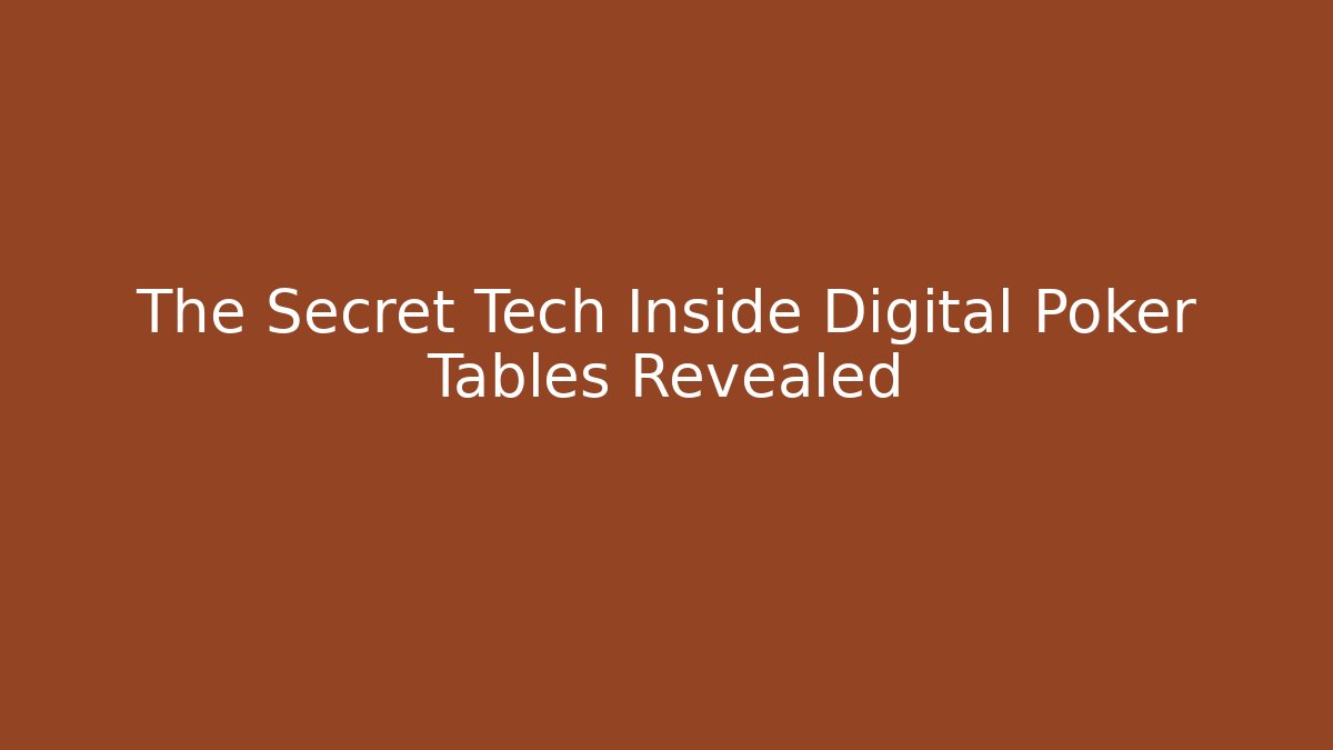 The Secret Tech Inside Digital Poker Tables Revealed