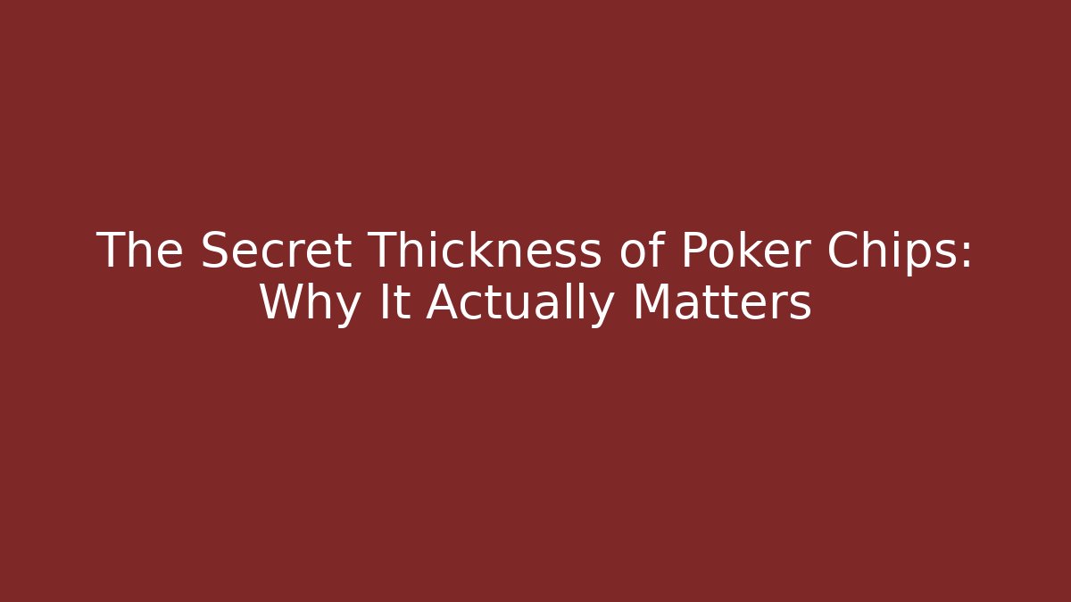 The Secret Thickness of Poker Chips: Why It Actually Matters