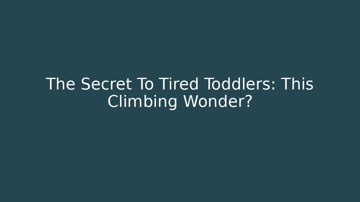 The Secret To Tired Toddlers: This Climbing Wonder?