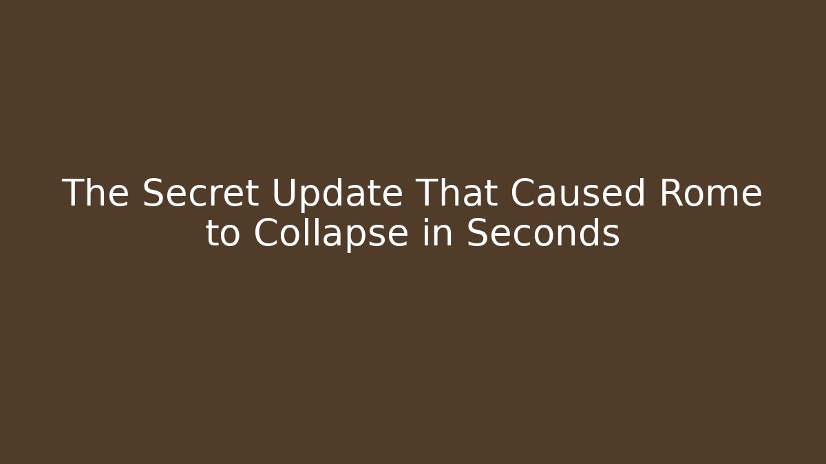 The Secret Update That Caused Rome to Collapse in Seconds