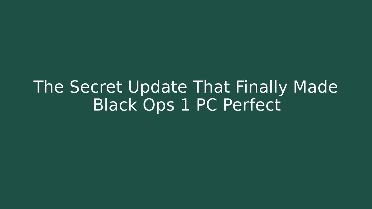 The Secret Update That Finally Made Black Ops 1 PC Perfect