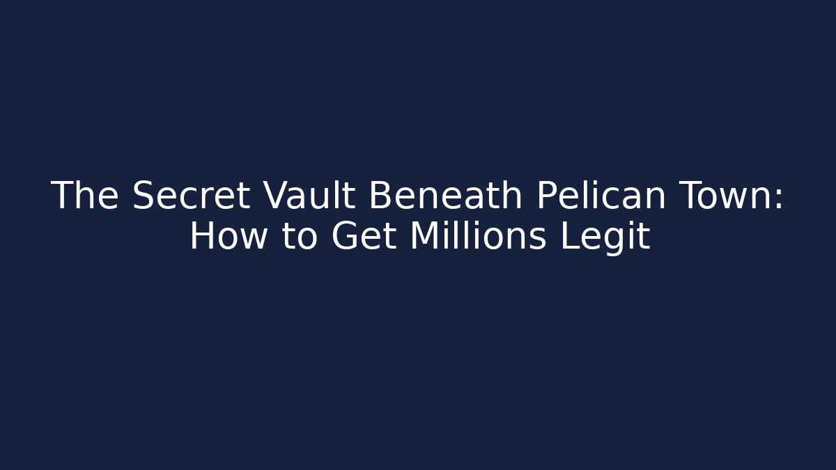 The Secret Vault Beneath Pelican Town: How to Get Millions Legit