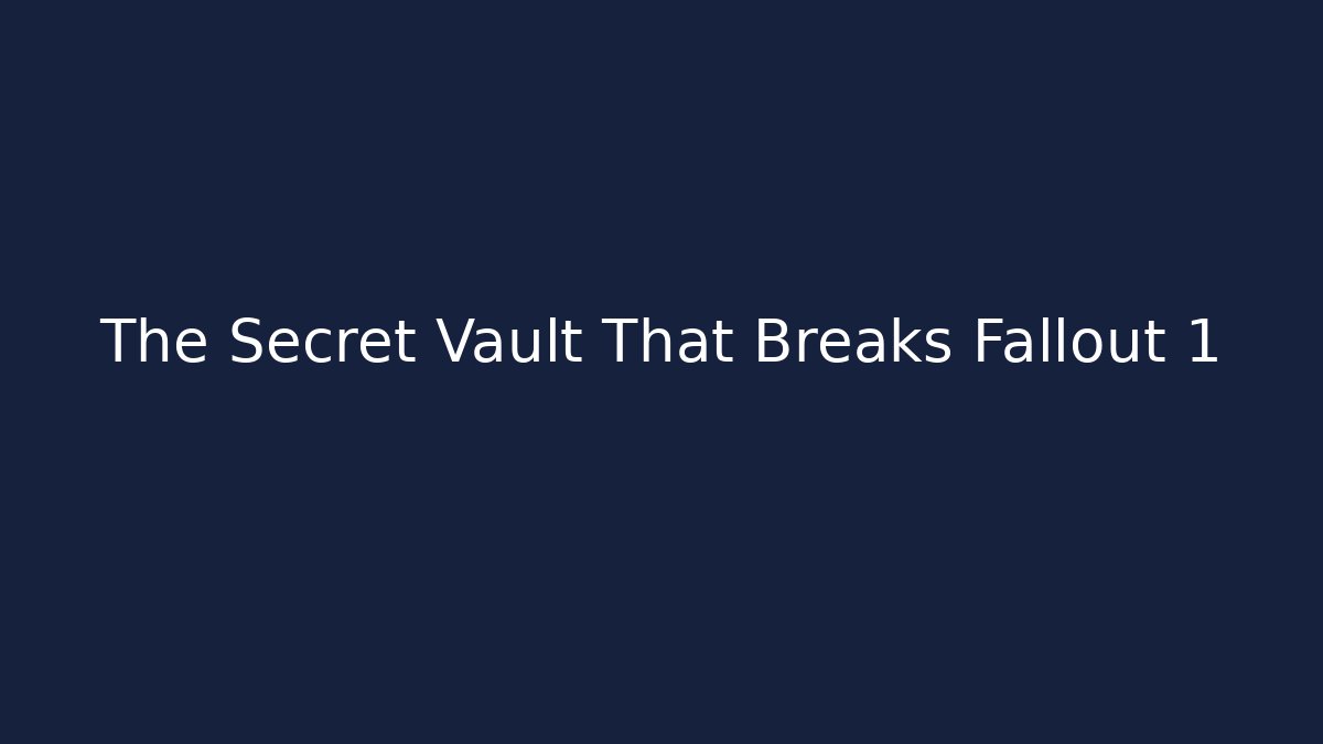 The Secret Vault That Breaks Fallout 1 - Critter Realm