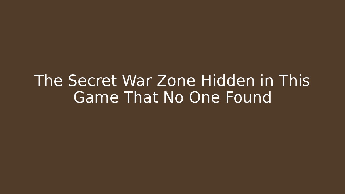The Secret War Zone Hidden in This Game That No One Found - Critter Realm