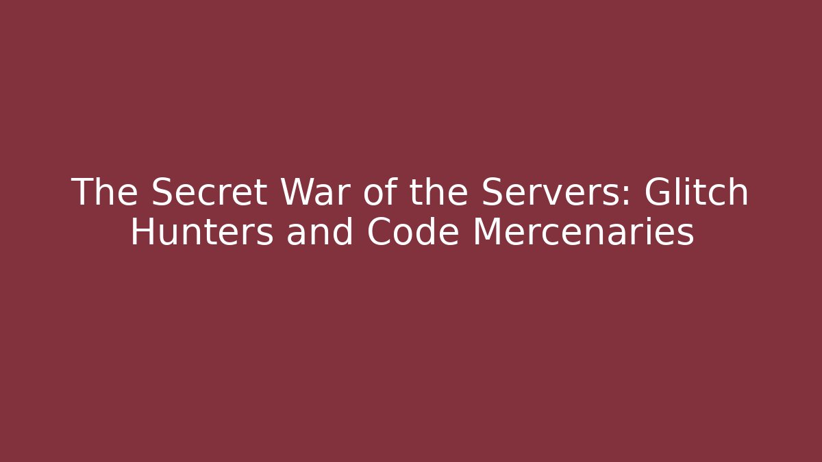 The Secret War of the Servers: Glitch Hunters and Code Mercenaries