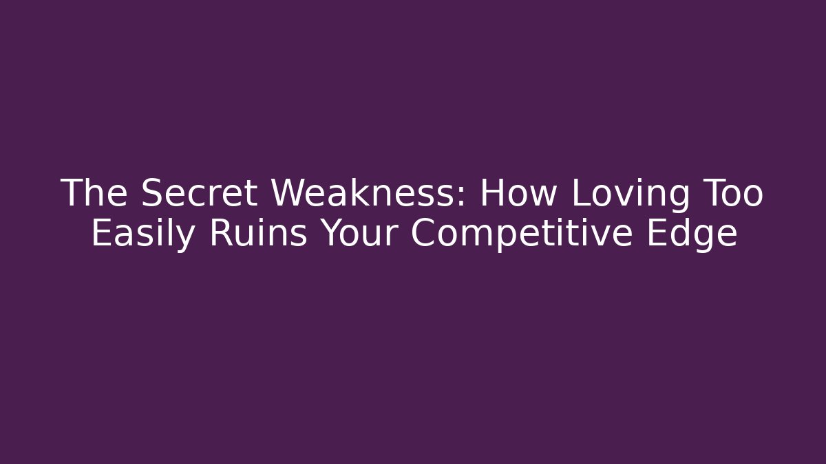 The Secret Weakness: How Loving Too Easily Ruins Your Competitive Edge - Critter Realm
