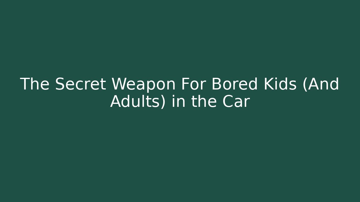 The Secret Weapon For Bored Kids (And Adults) in the Car