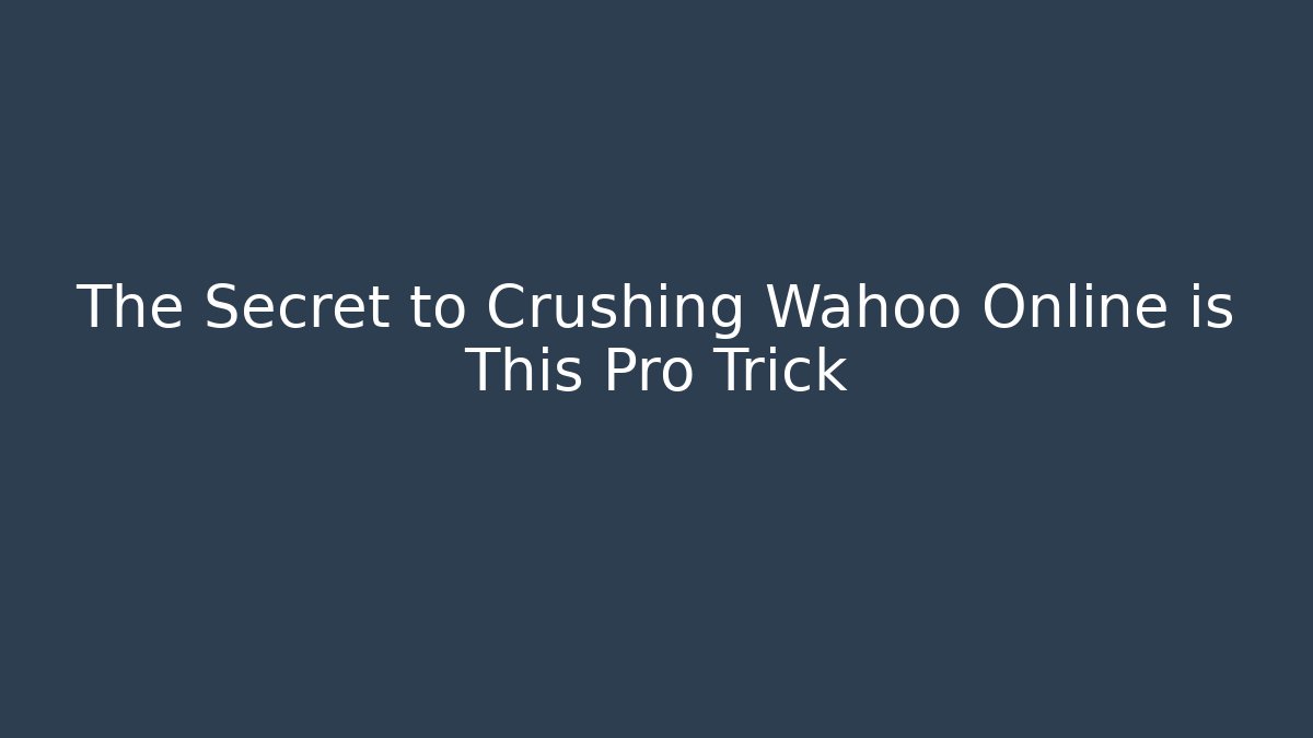 The Secret to Crushing Wahoo Online is This Pro Trick