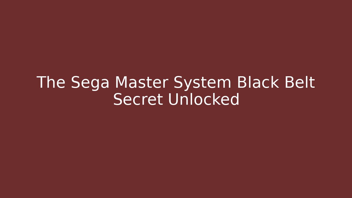 The Sega Master System Black Belt Secret Unlocked