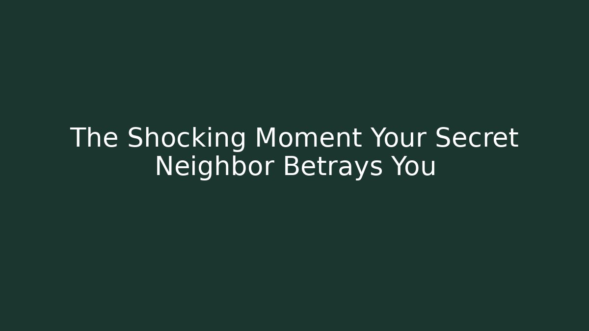 The Shocking Moment Your Secret Neighbor Betrays You