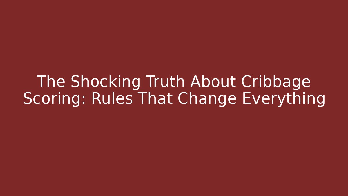 The Shocking Truth About Cribbage Scoring: Rules That Change Everything
