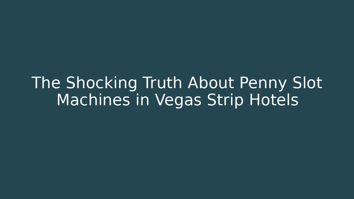 The Shocking Truth About Penny Slot Machines in Vegas Strip Hotels
