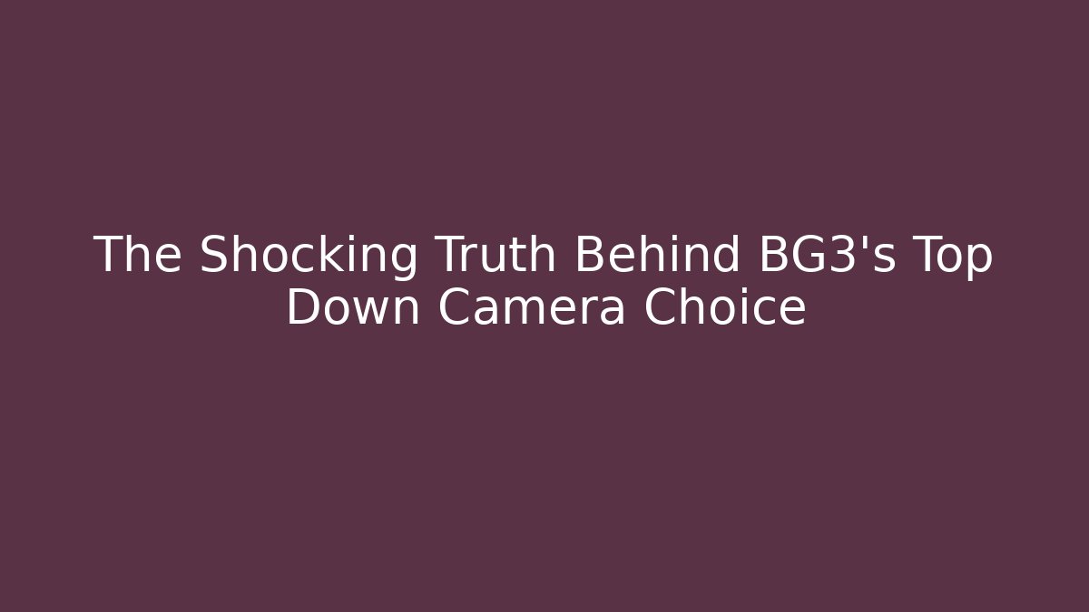 The Shocking Truth Behind BG3's Top Down Camera Choice
