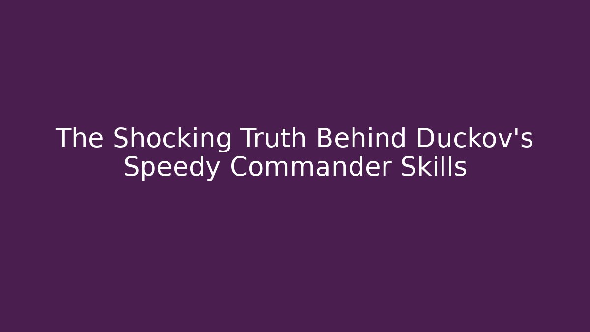 The Shocking Truth Behind Duckov’s Speedy Commander Skills