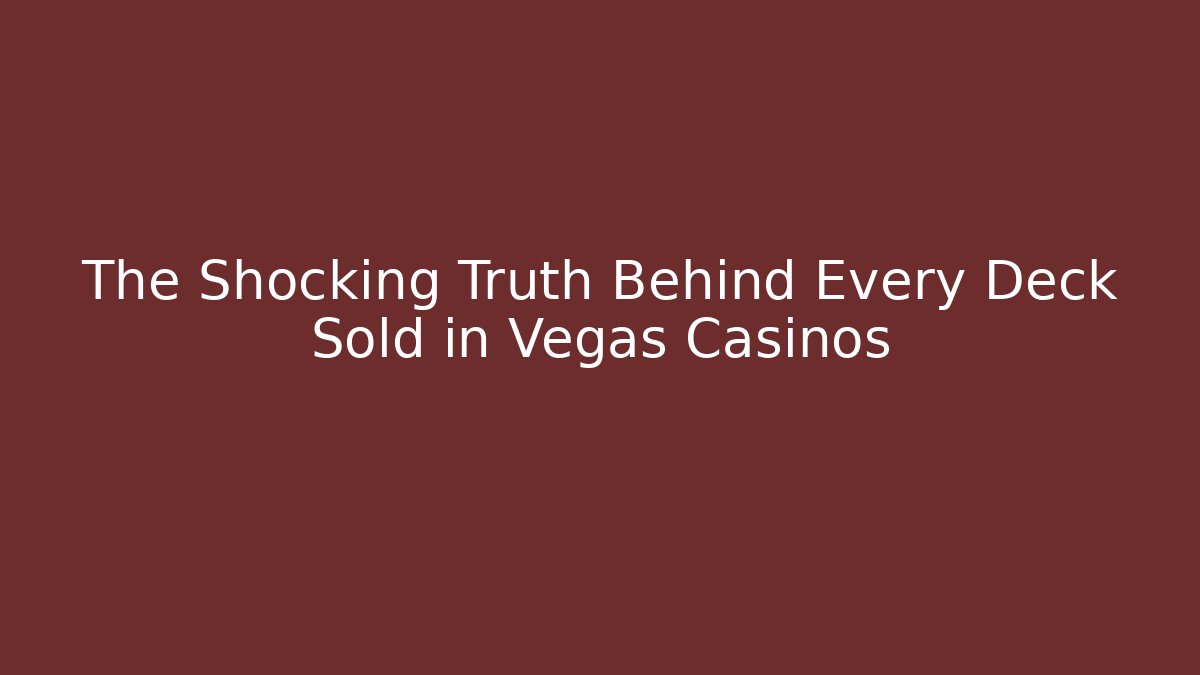 The Shocking Truth Behind Every Deck Sold in Vegas Casinos