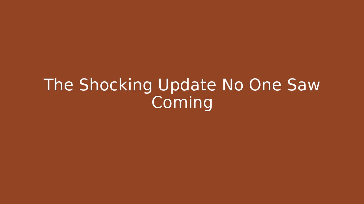 The Shocking Update No One Saw Coming - Critter Realm