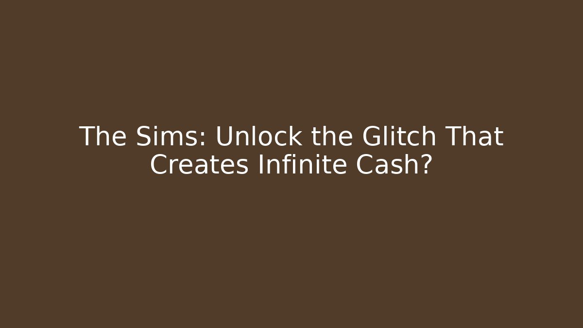 The Sims: Unlock the Glitch That Creates Infinite Cash?