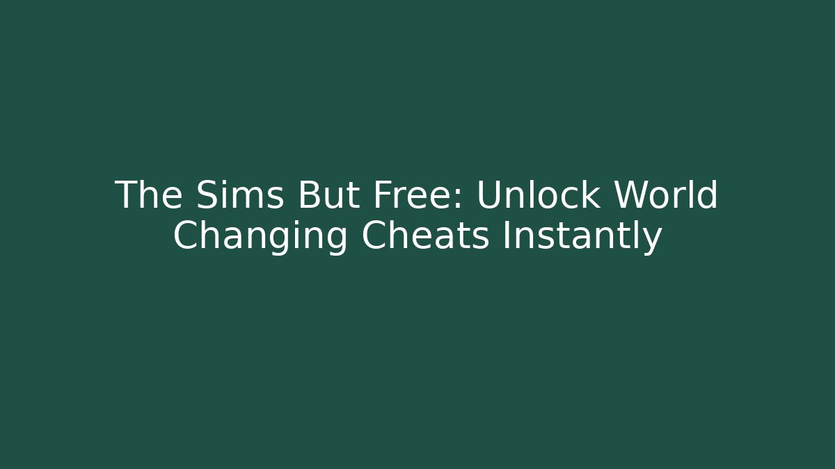 The Sims But Free: Unlock World Changing Cheats Instantly