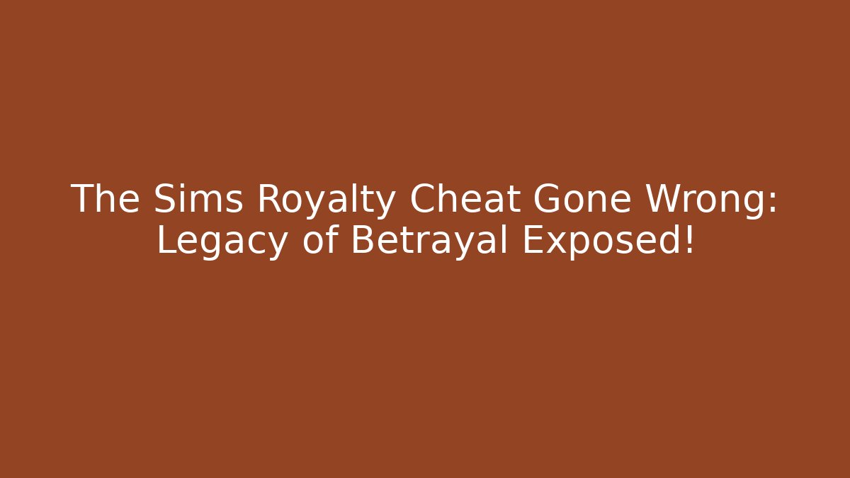 The Sims Royalty Cheat Gone Wrong: Legacy of Betrayal Exposed!