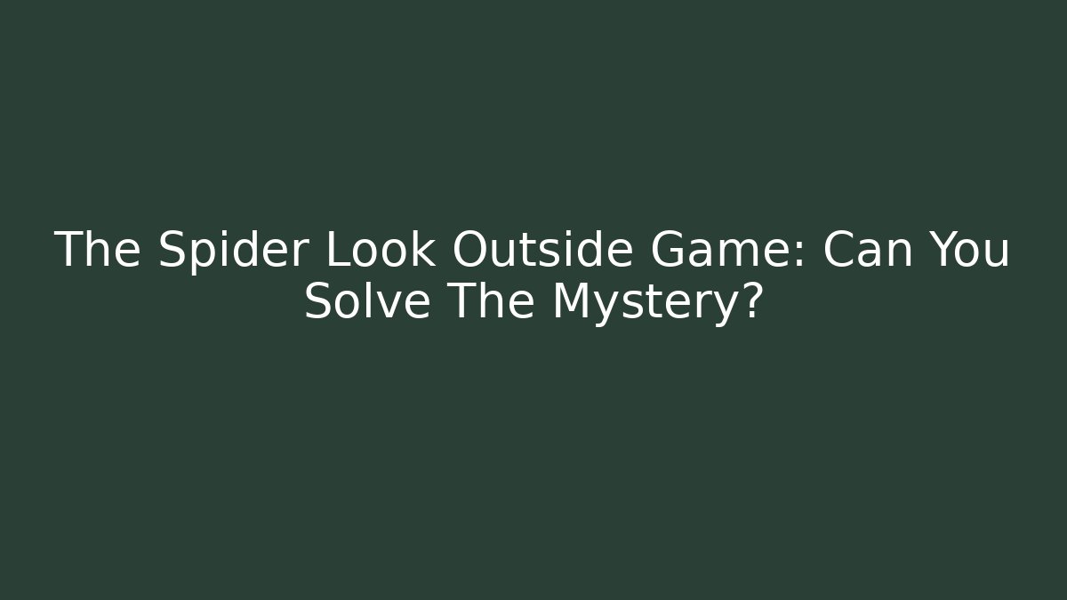 The Spider Look Outside Game: Can You Solve The Mystery?