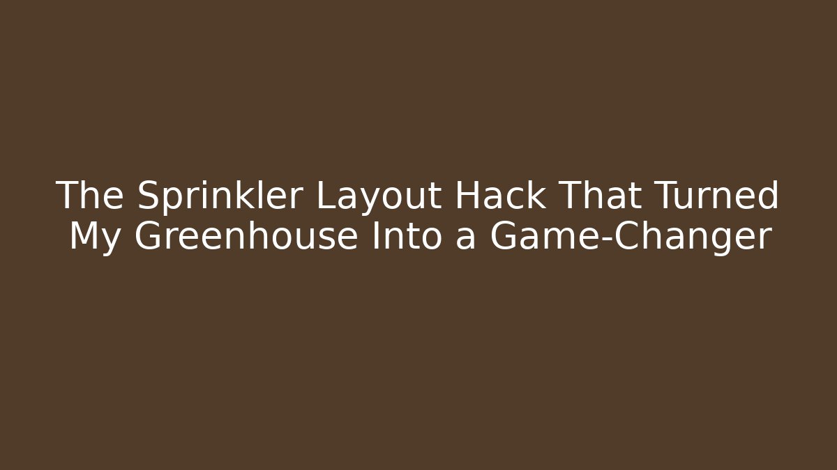The Sprinkler Layout Hack That Turned My Greenhouse Into a Game-Changer - Critter Realm