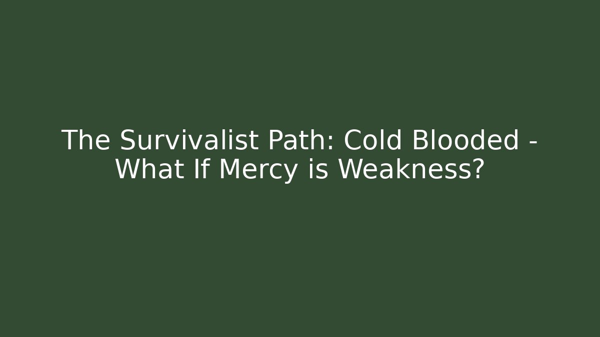 The Survivalist Path: Cold Blooded – What If Mercy is Weakness?