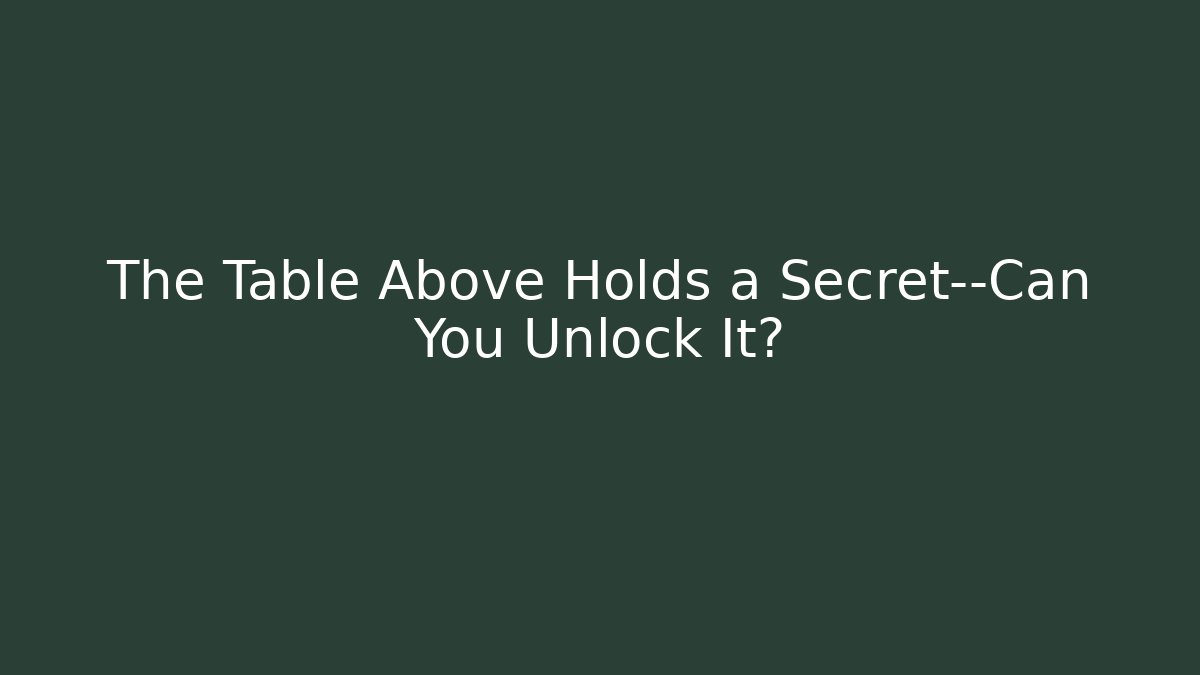 The Table Above Holds a Secret—Can You Unlock It?