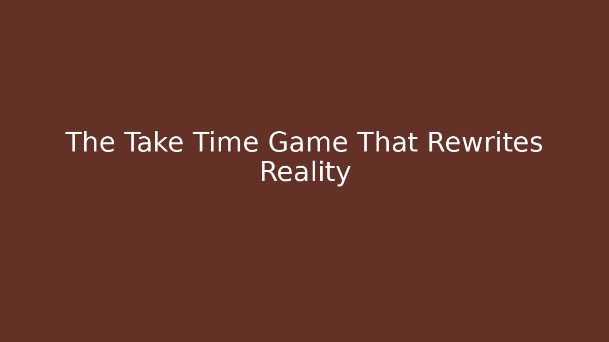 The Take Time Game That Rewrites Reality - Critter Realm