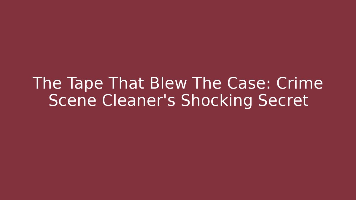 The Tape That Blew The Case: Crime Scene Cleaner's Shocking Secret