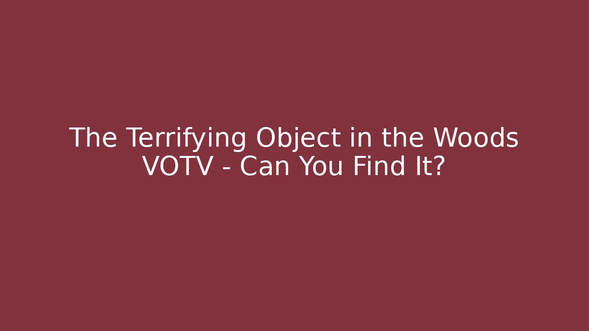 The Terrifying Object in the Woods VOTV - Can You Find It? - Critter Realm